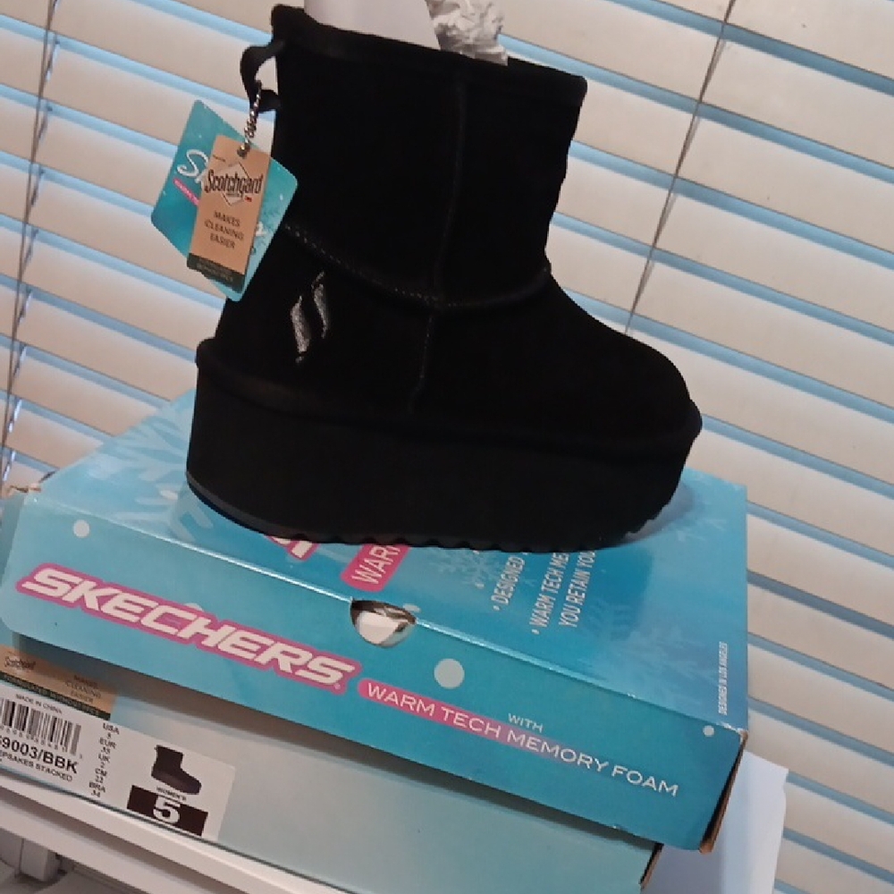 Skechers Black Platform Boots